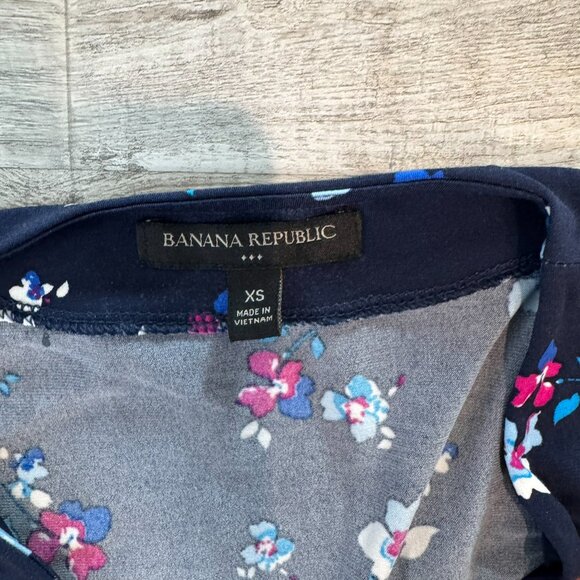 Banana Republic Navy Floral Wrap Dress Size XS S28 - Picture 3 of 7